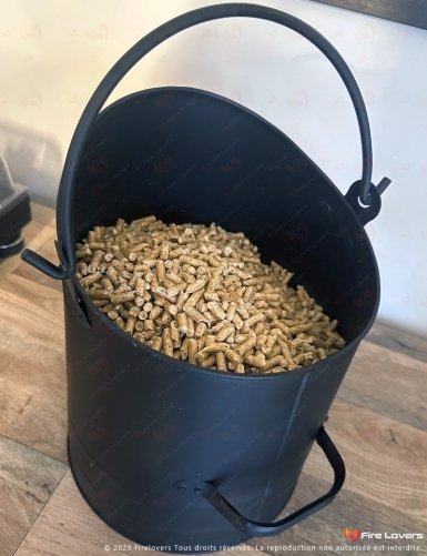 Seau pour charbon, pellet ou cendres de finition noire