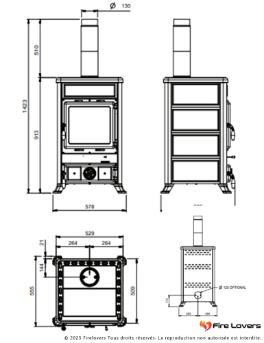Rossella R1 5.0 Petra 9kW Poêle à bois