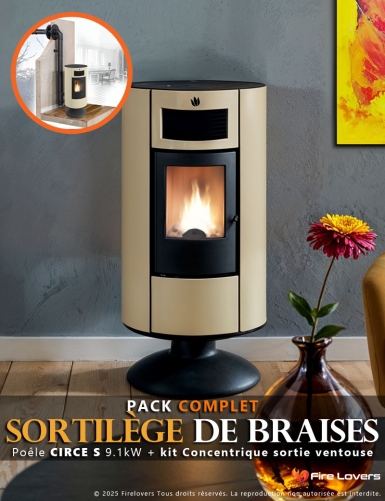 Pack Circe S 9kW + kit ventouse mural "Sortilège de Braises"